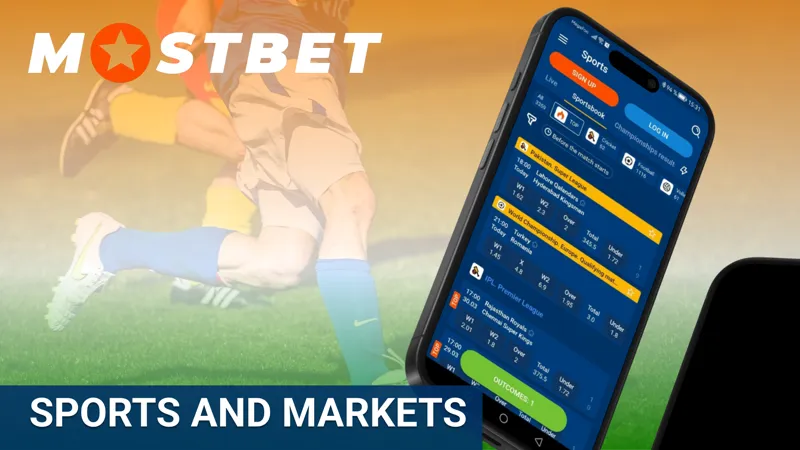 Sports and betting markets available in the Mostbet app