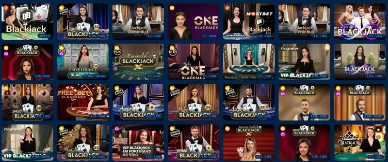 Blackjack game variants in MostBet live casino