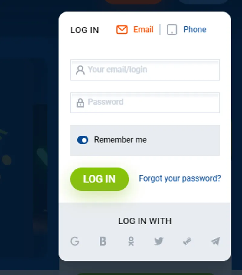 Log in to your account to withdraw your winnings