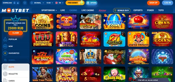 A variety of slots MostBet