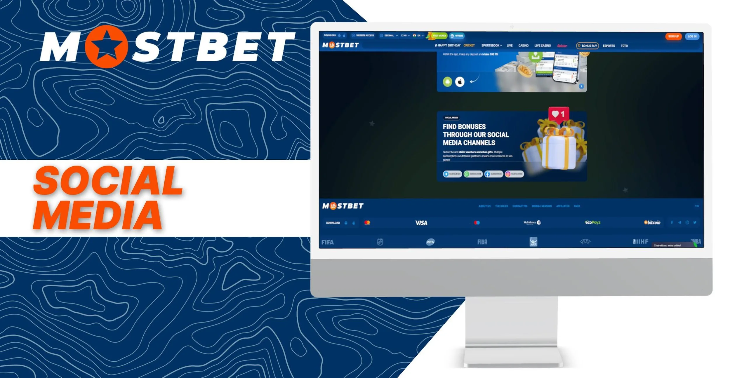 Information about bonuses in social networks in Mostbet